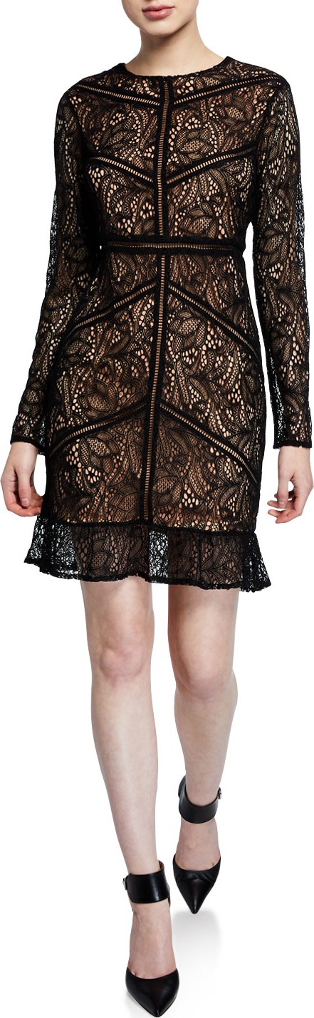 Bardot Sasha Long-Sleeve Lace Dress