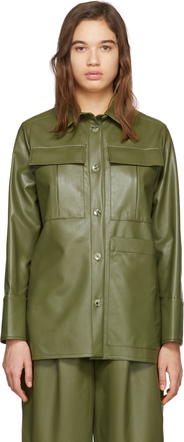Aeron Green Faux-Leather Blanche Shirt