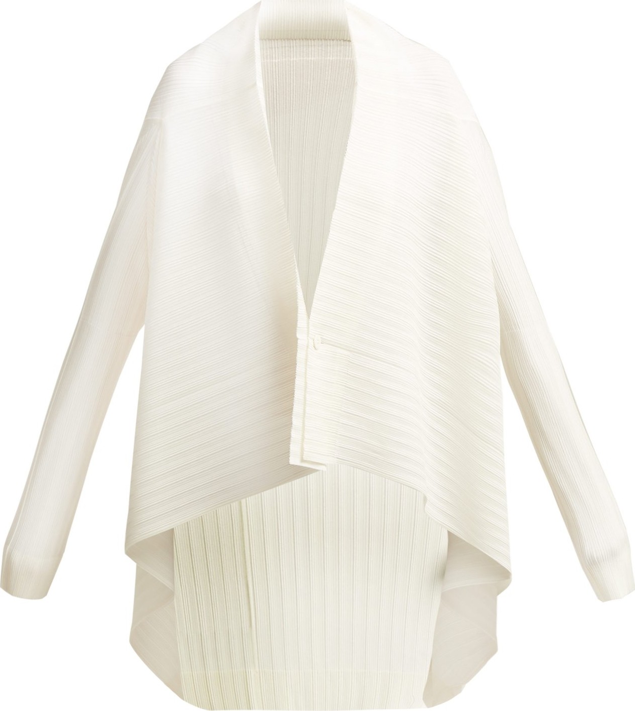Pleats Please By Issey Miyake Pleated waterfall-hem buttoned jacket