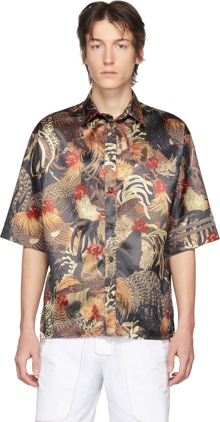 Boramy Viguier Black Printed Short Sleeve Shirt