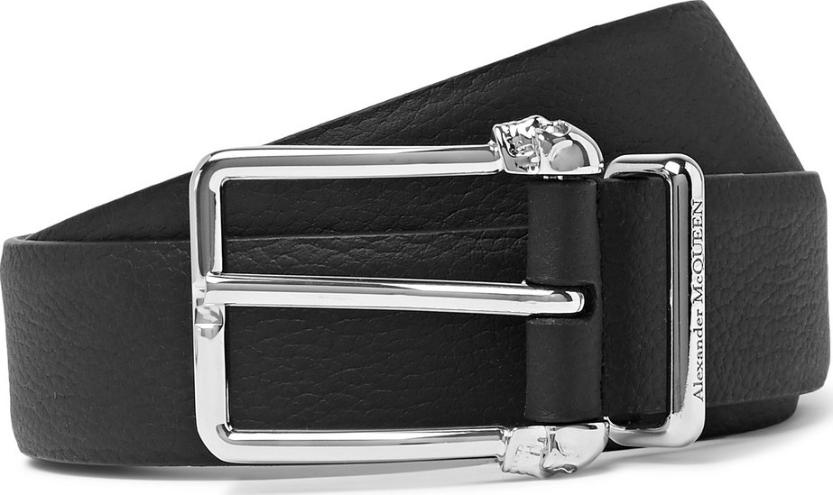 Alexander McQueen 3cm Black Full-Grain Leather Belt
