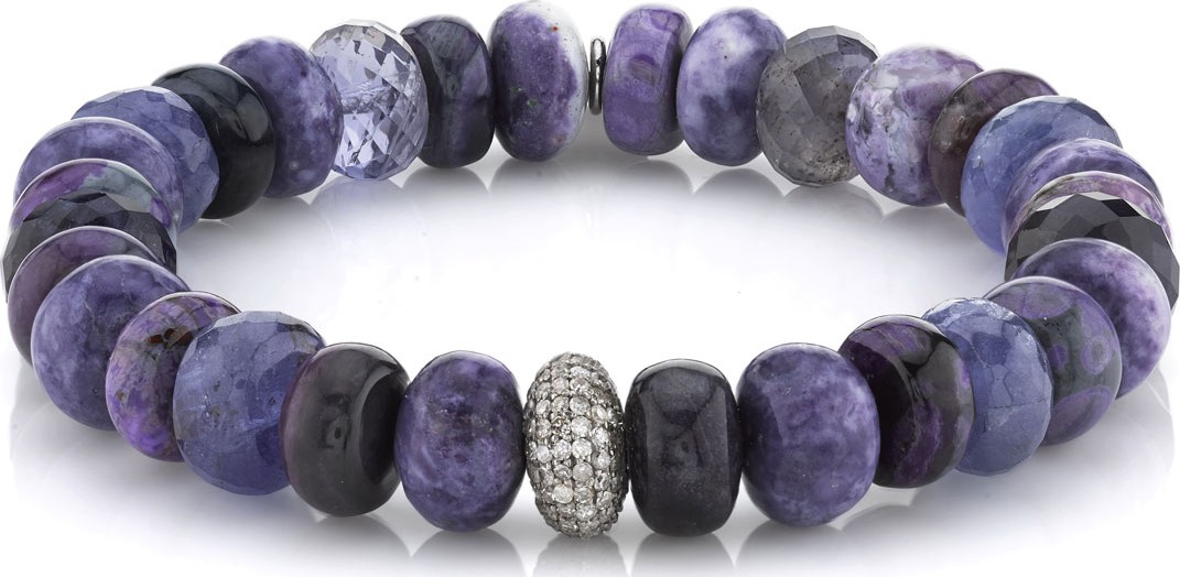 Sheryl Lowe 10mm Purple Stone & 1-Diamond Donut Bracelet