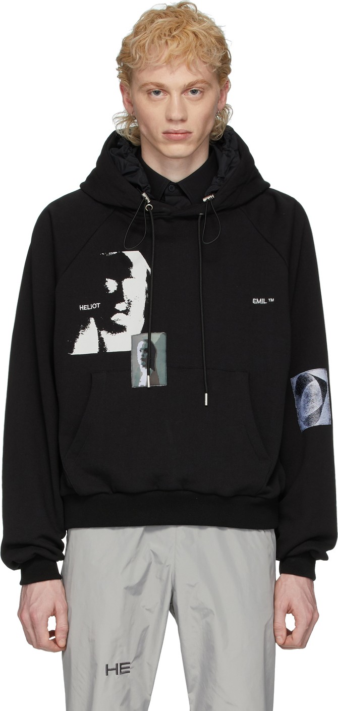 HELIOT EMIL Black Patch Hoodie
