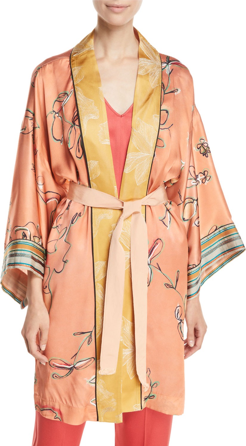 Forte Forte Italian Riviera Printed Silk Satin Kimono