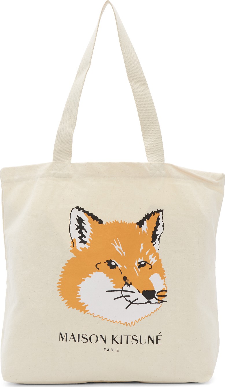 Maison Kitsune Off-White Fox Head Tote