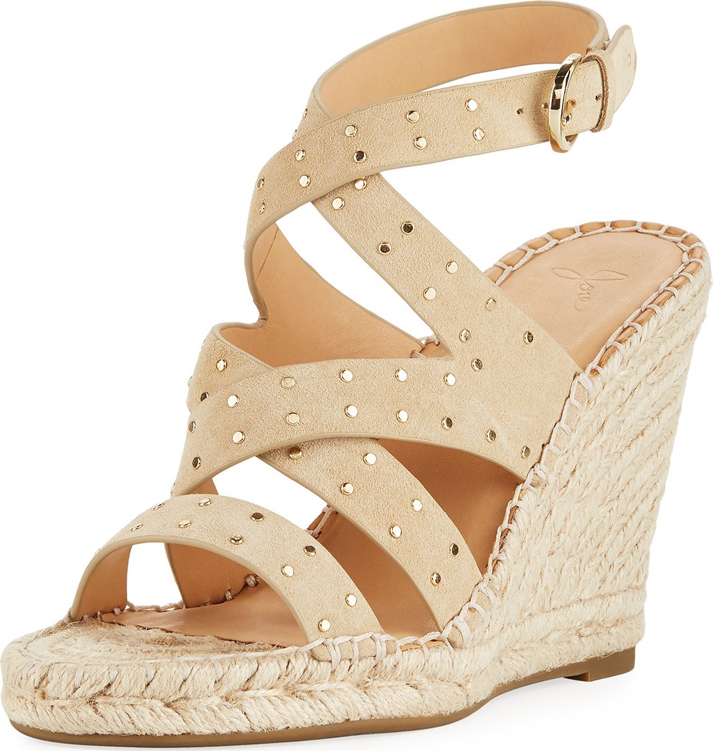Joie Korat Studded Suede Crisscross Wedge Espadrille Sandal Joie Korat Studded Suede Crisscross Wedge Espadrille Sandal