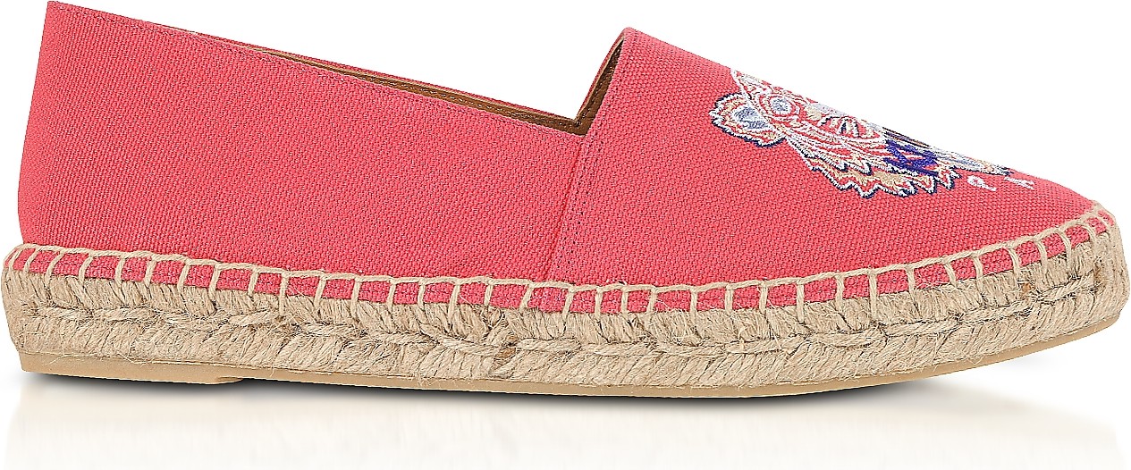 KENZO Coral Canvas Tiger Head Embroidery Specail Fit Espadrillas
