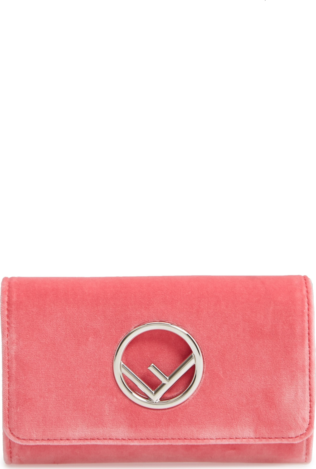 Fendi Logo Small Velvet Wallet on a Chain