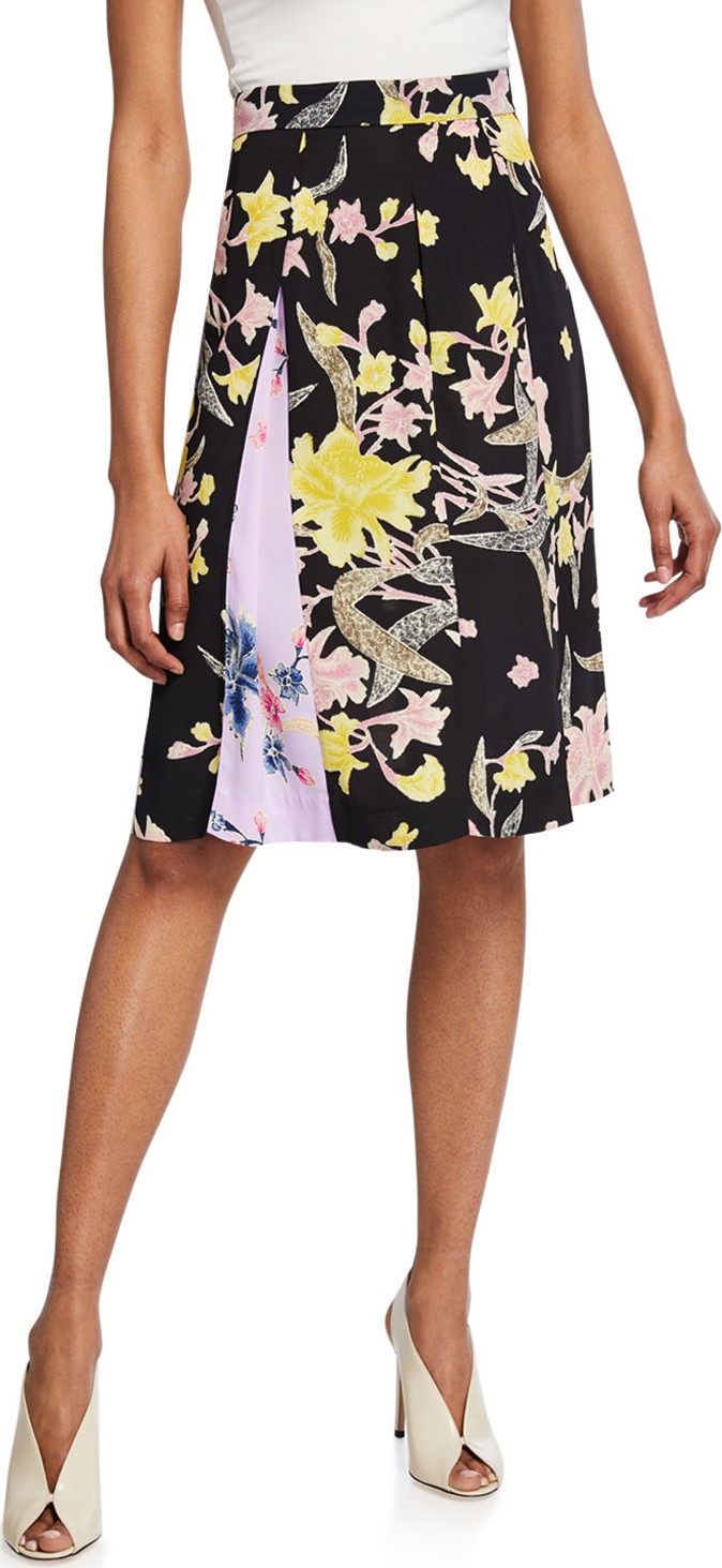 DIANE von FURSTENBERG Opal Pleated Floral-Print Skirt