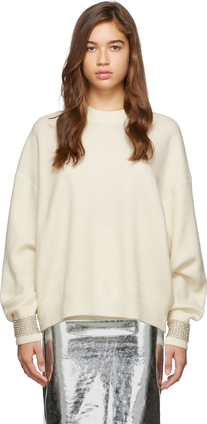 Alexander Wang Off-White Crystal Cuff Pullover