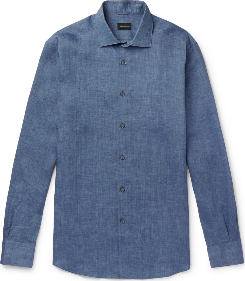 Ermenegildo Zegna Slub Linen-Chambray Shirt