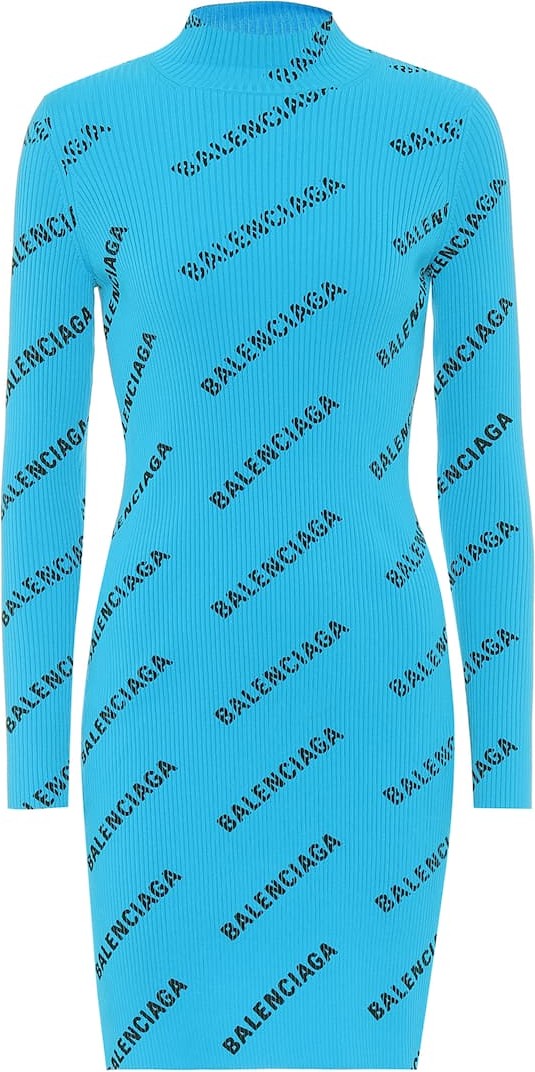 Balenciaga Logo ribbed-knit minidress