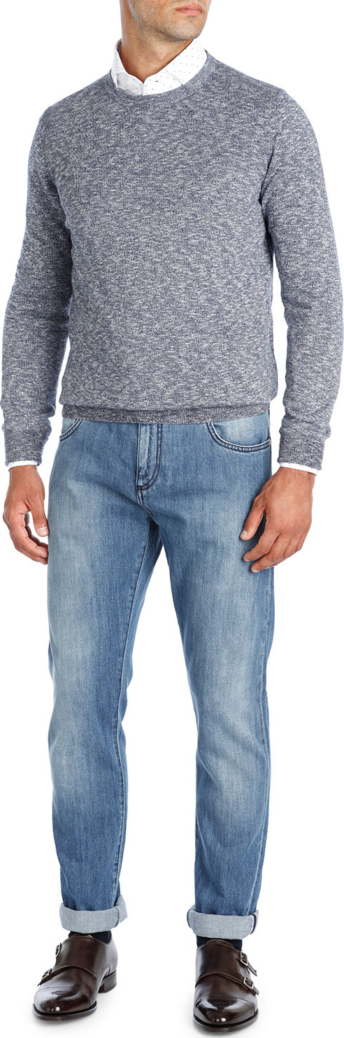 Isaia Mouline Melange Crewneck Sweater