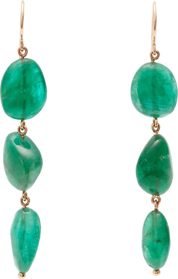 Jade Jagger 18kt gold & emerald drop earrings