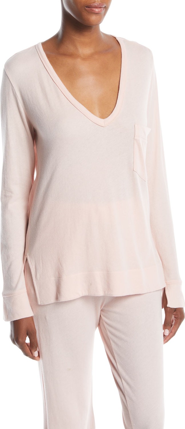 SKIN Aveline Long-Sleeve Pocket Lounge Top