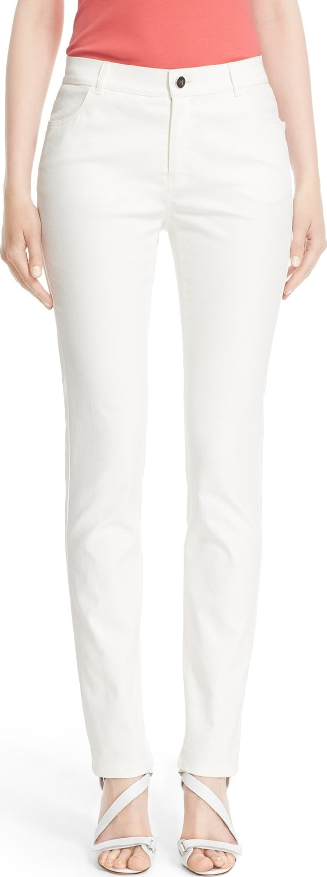 Lafayette 148 New York Waxed Denim Slim Leg Jeans