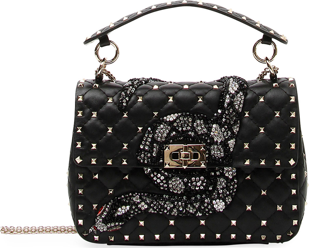 Valentino Spike.It Medium Snake Shoulder Bag