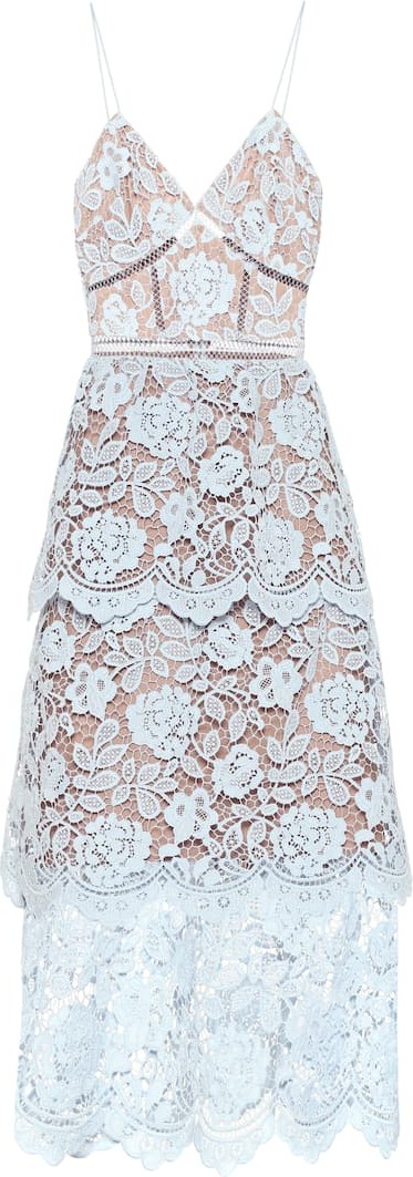 Self Portrait Floral-lace midi skirt