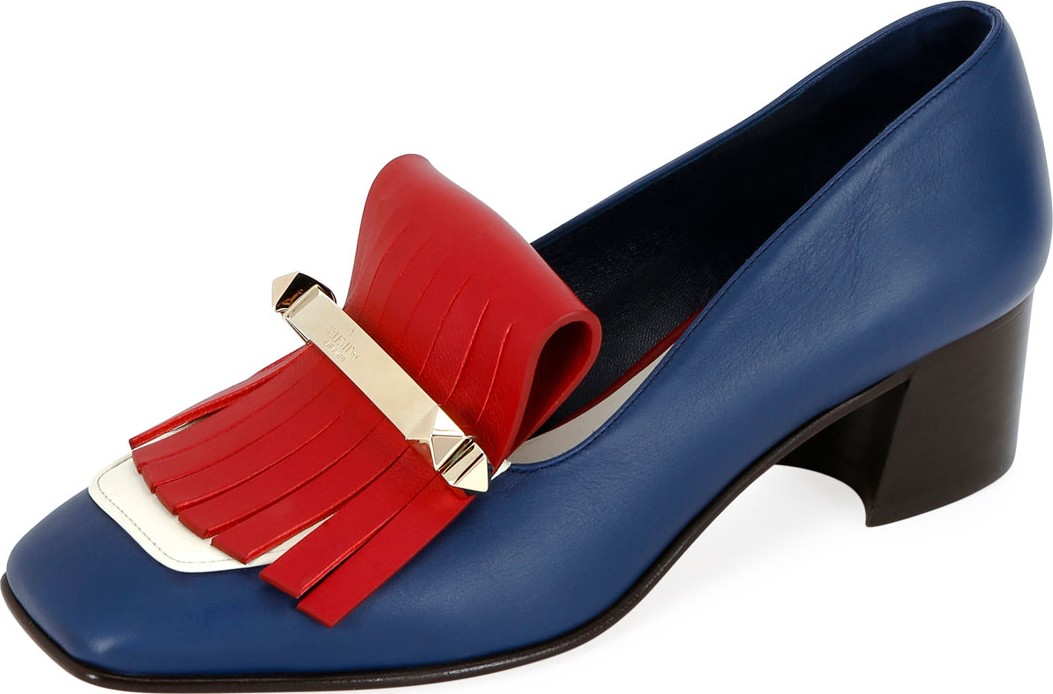 Valentino Uptown Colorblock Kitten-Heel Kiltie Loafers