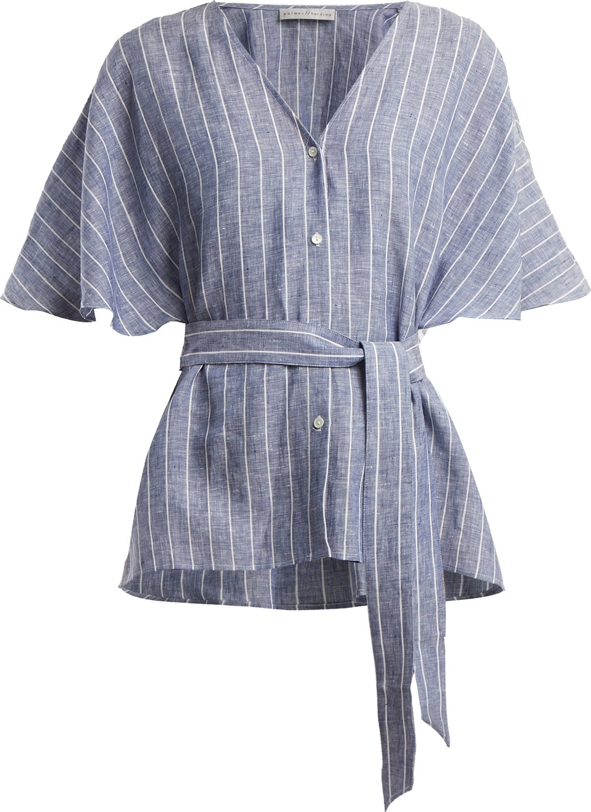 palmer//harding Tie-waist striped linen top