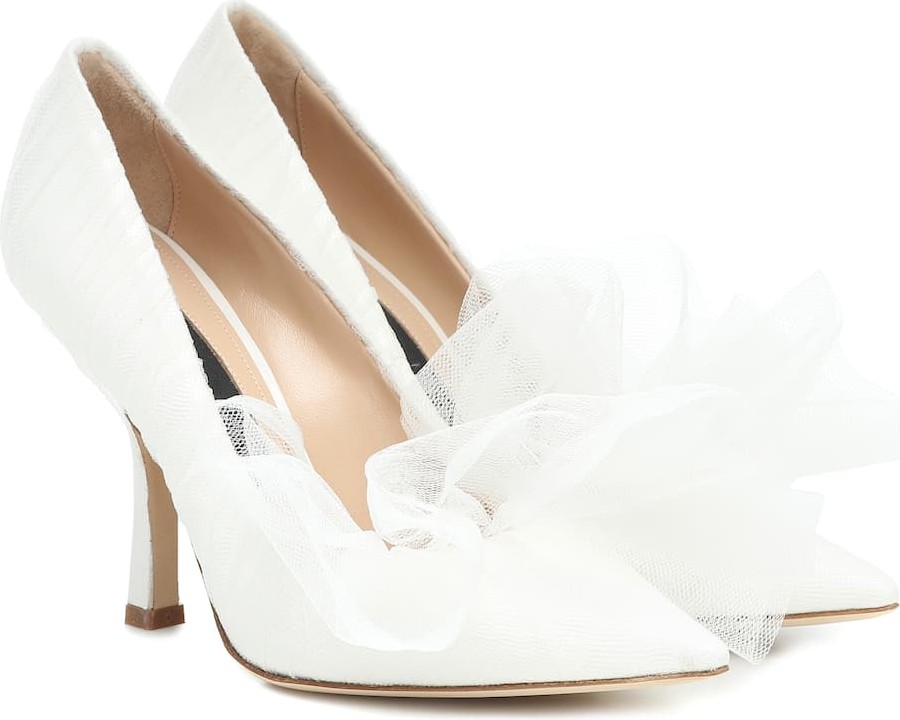 Midnight 00 Leather and tulle pumps