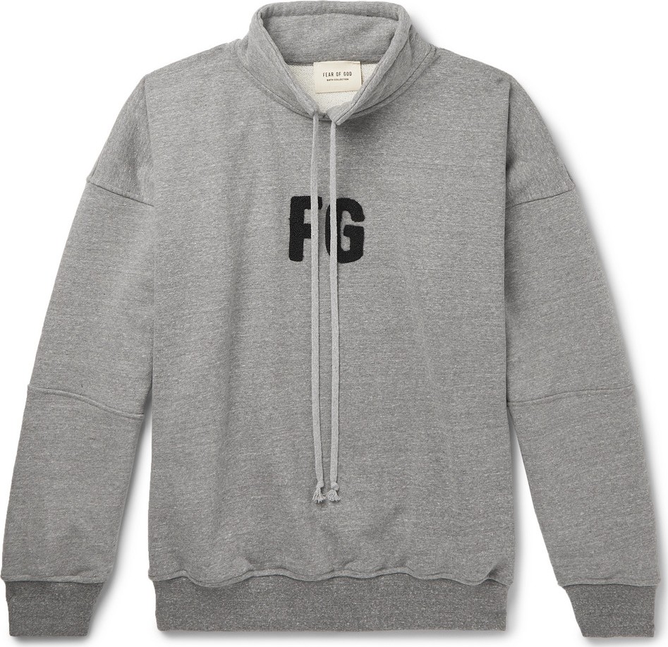 Fear of God Logo-Appliquéd Loopback Cotton-Jersey Mock-Neck Sweatshirt Fear of God Logo-Appliquéd Loopback Cotton-Jersey Mock-Neck Sweatshirt