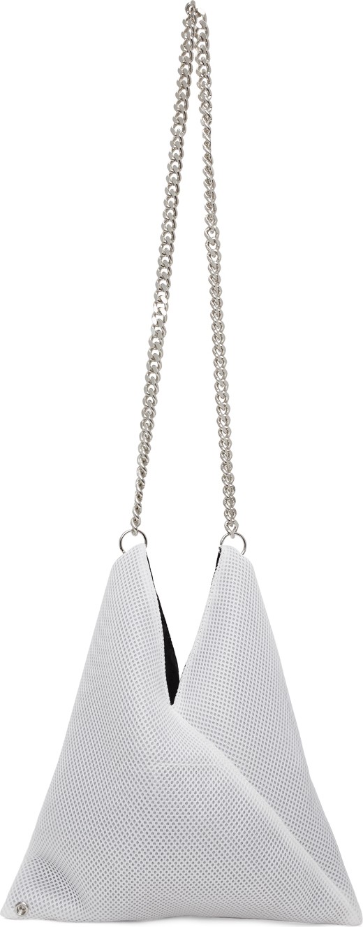 MM6 Maison Margiela White Mesh Triangle Shoulder Bag