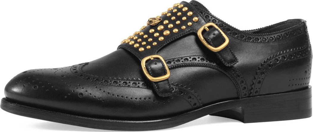 Gucci Queercore Brogue Monk Shoe, Black