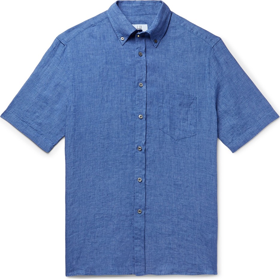 Dunhill Slim-Fit Button-Down Collar Linen Shirt