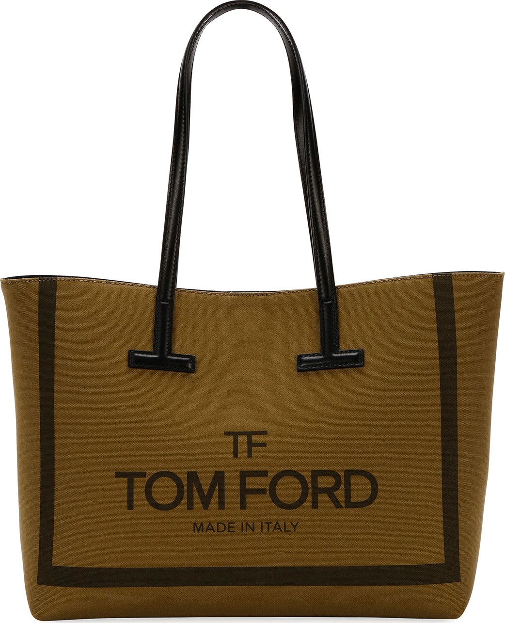 TOM FORD Printed Canvas and Leather Shoulder Tote Bag