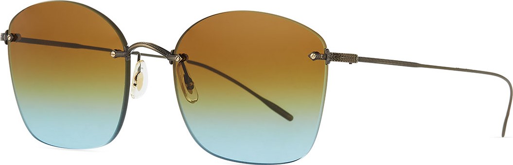 Oliver Peoples Square Rimless Engraved Sunglasses