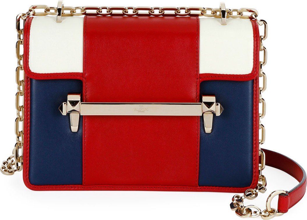 Valentino Uptown Small Colorblock Leather Shoulder Bag