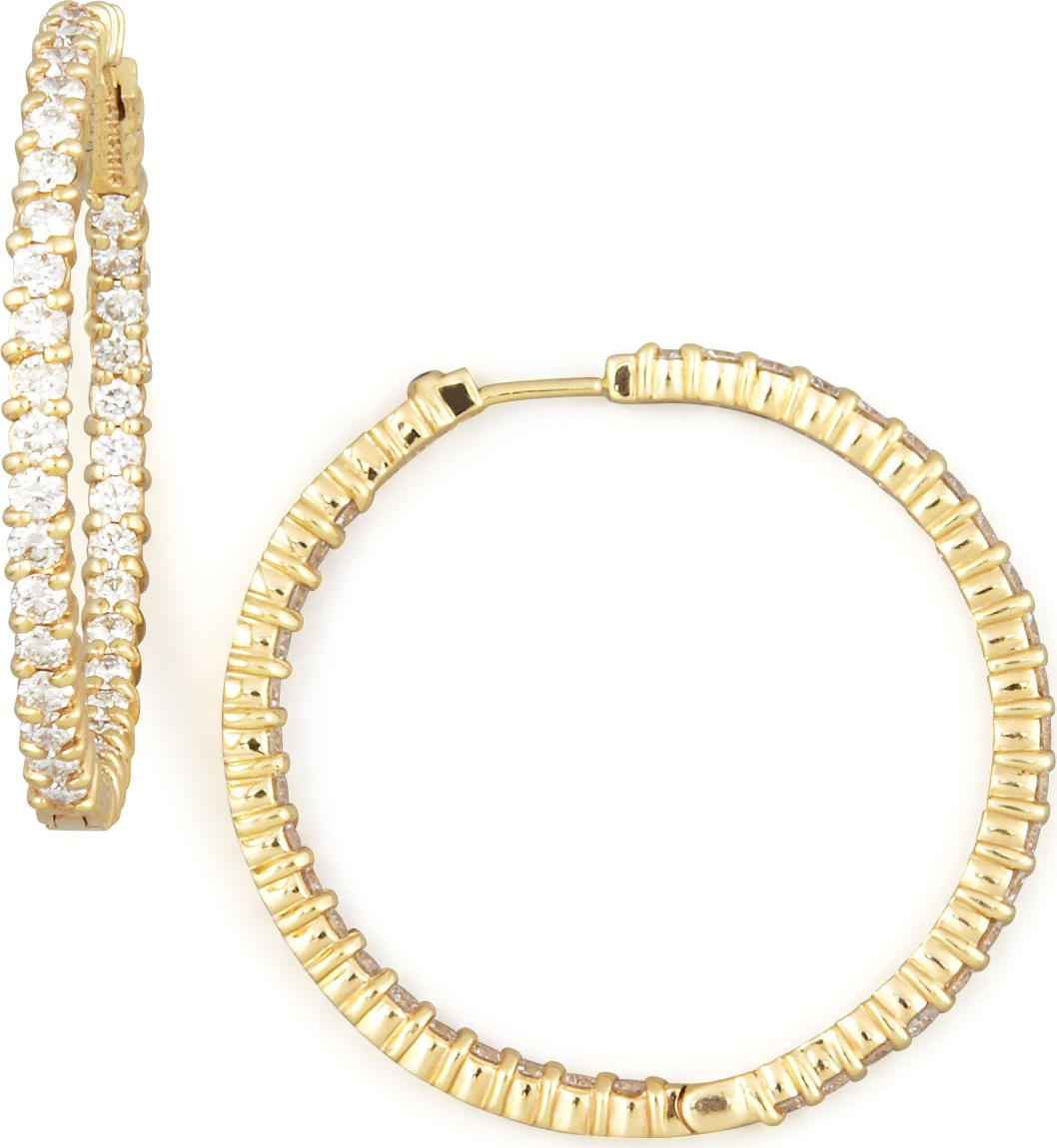 Roberto Coin 38mm Yellow Gold Diamond Hoop Earrings, 2.46ct