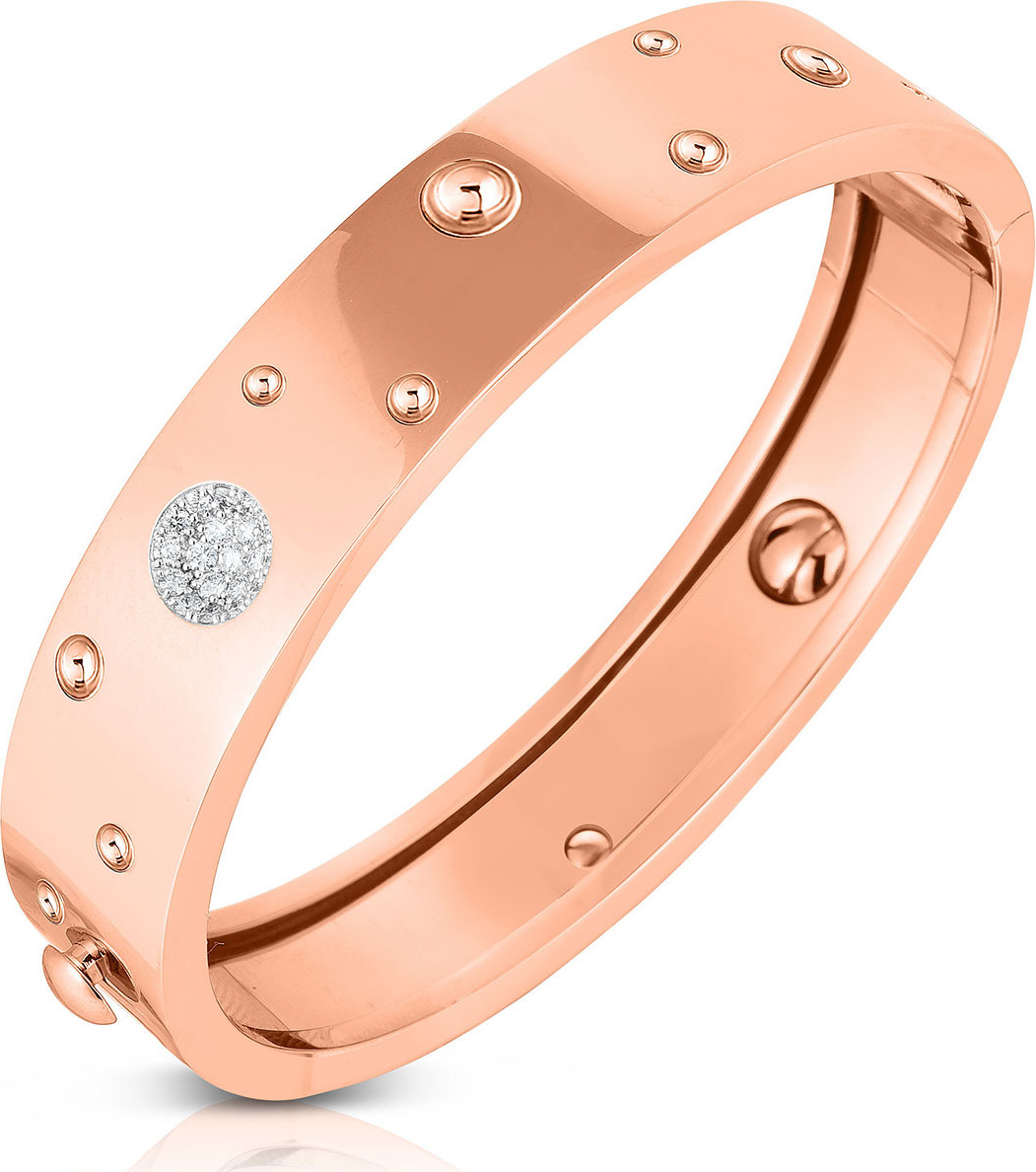 Roberto Coin Pois Moi Luna 18k Rose Gold Diamond Bangle Bracelet