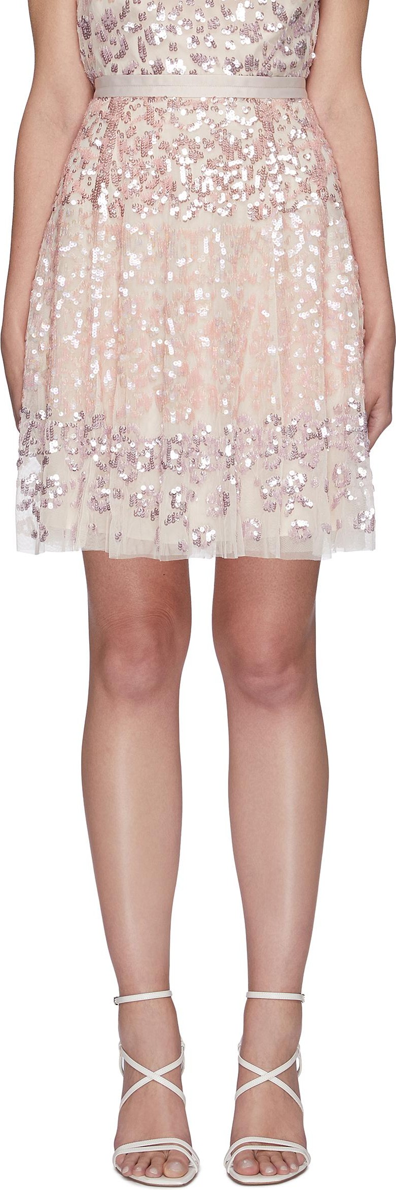 Needle & Thread Sequin embellished cape sleeve tulle mini dress