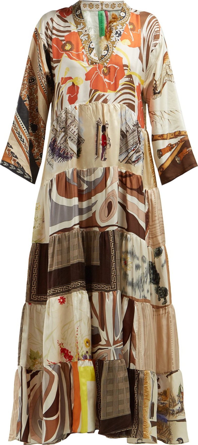Rianna + Nina Vintage patchwork silk maxi dress