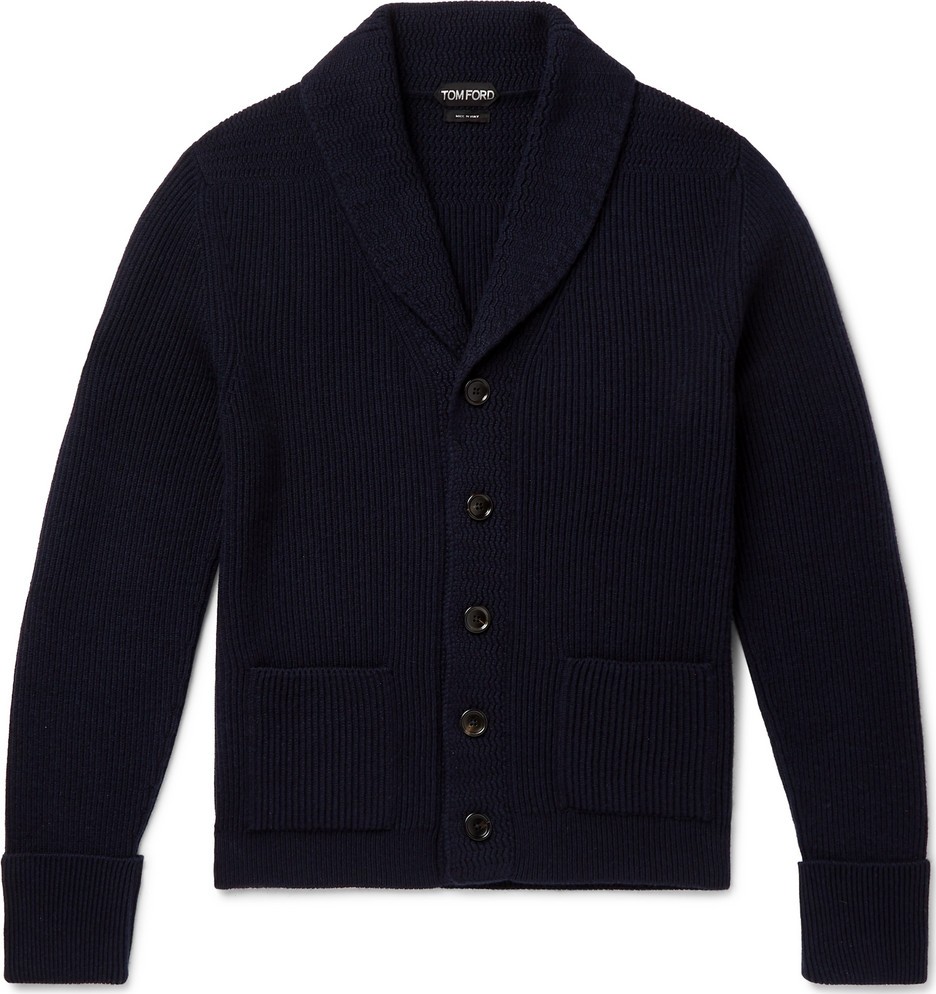 TOM FORD Slim-Fit Shawl-Collar Ribbed Cashmere Cardigan