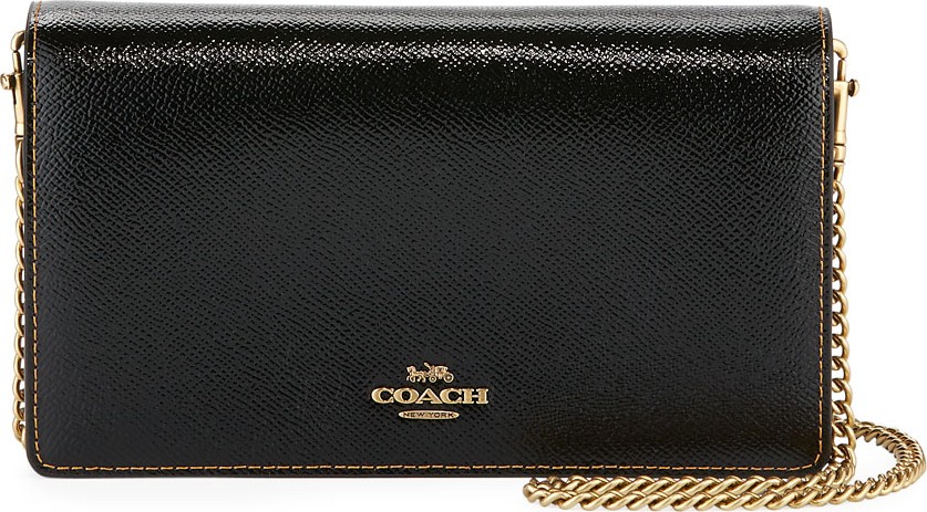COACH 1941 Patent Flap Chain Clutch Bag