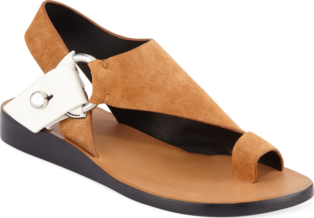 Rag & Bone Arc Flat Suede Toe-Ring Sandals