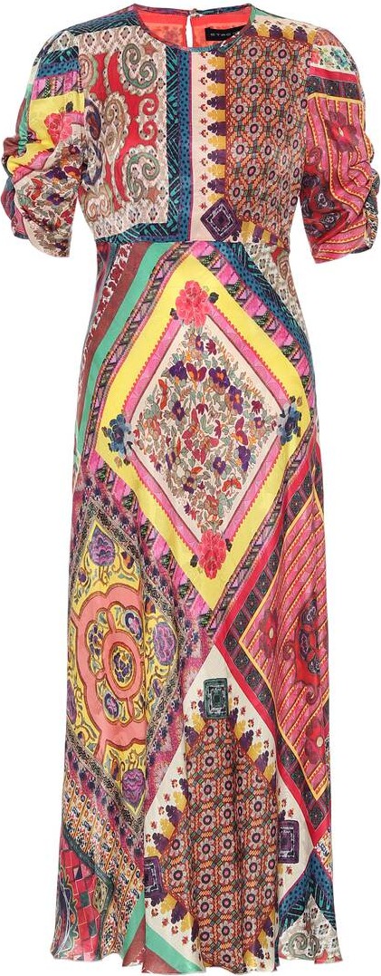 Etro Printed satin midi dress