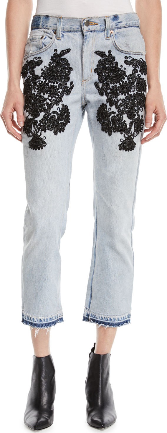 Le Superbe Superbe Embellished Straight-Leg Jeans