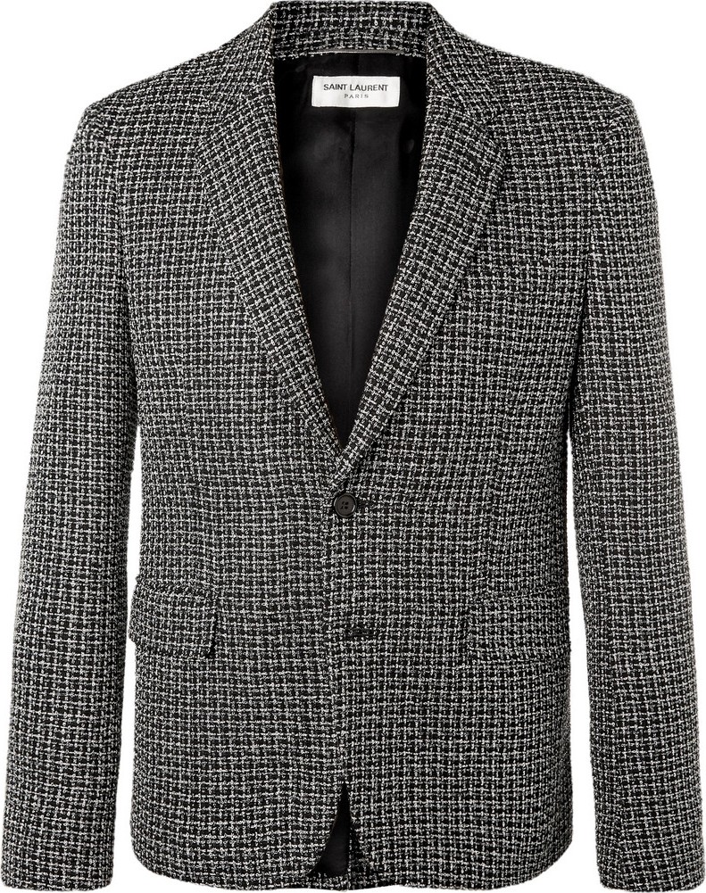 Saint Laurent Silver Slim-Fit Woven Blazer