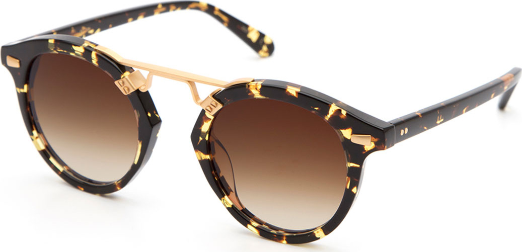 KREWE STL II Round Gradient Sunglasses, Tortoise