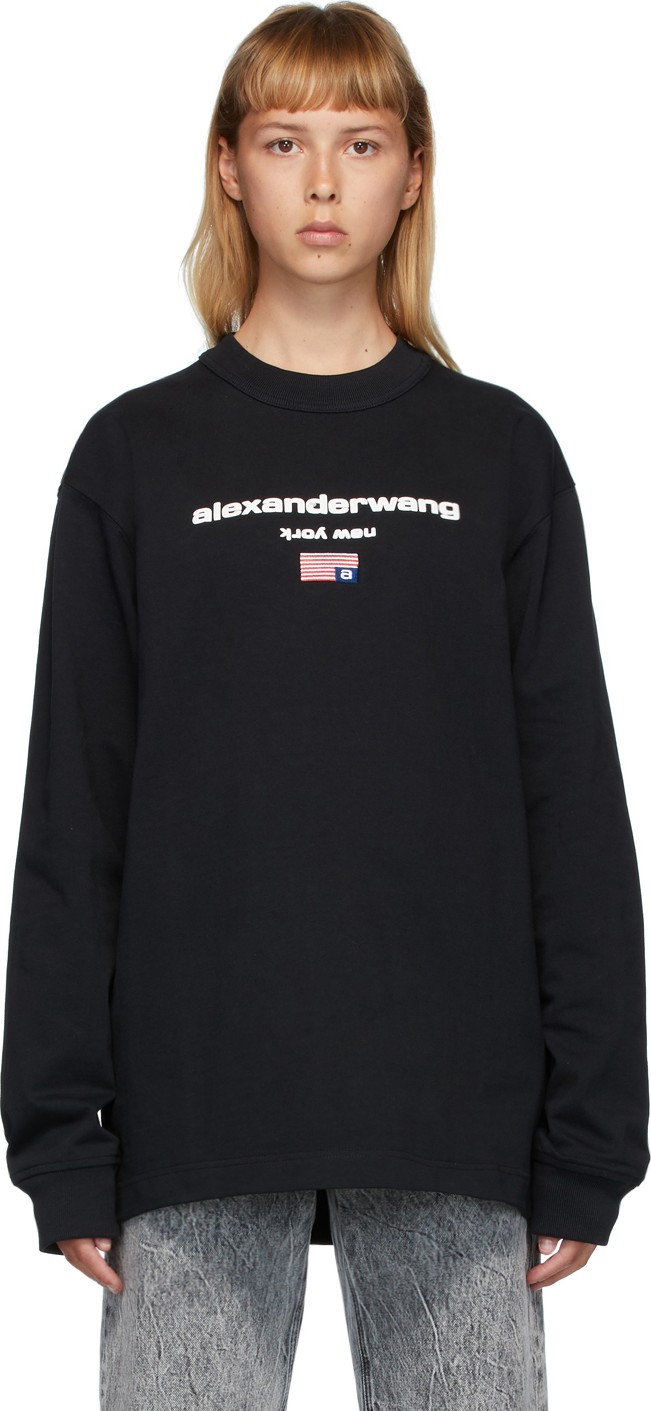 Alexander Wang Black Flag Graphic Long Sleeve T-Shirt