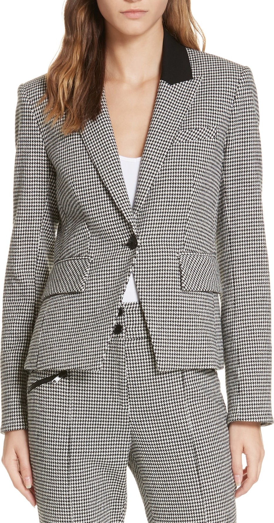 Veronica Beard Airlie Houndstooth Dickey Jacket