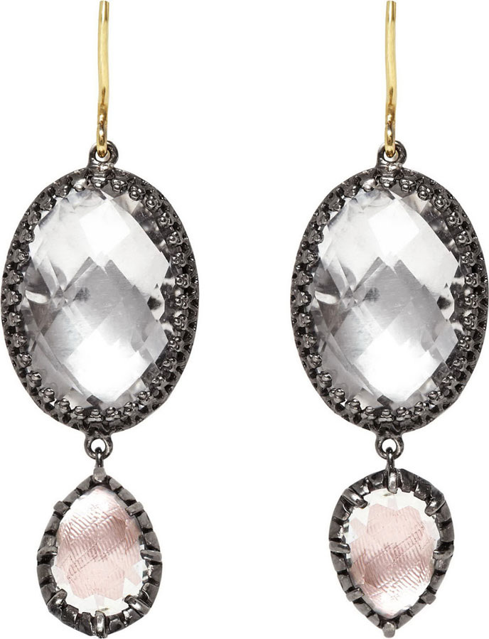 Larkspur & Hawk Sadie Double-Drop Earrings in Ballet & White Foil
