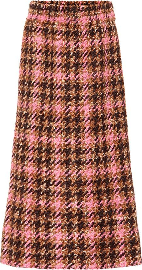 Miu Miu Tweed wool and cotton midi skirt
