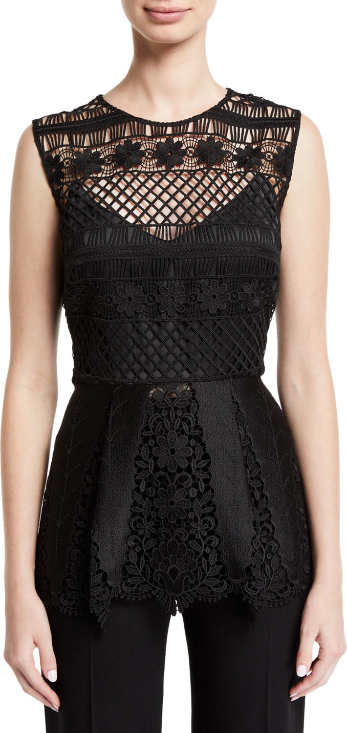 Elie Tahari Alessandra Floral-Crochet Blouse