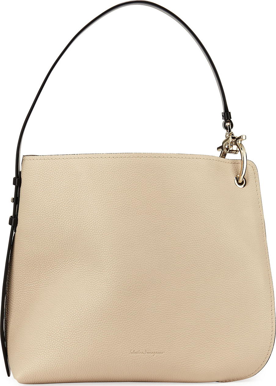 Salvatore Ferragamo Soft Pebbled Leather Hobo Bag