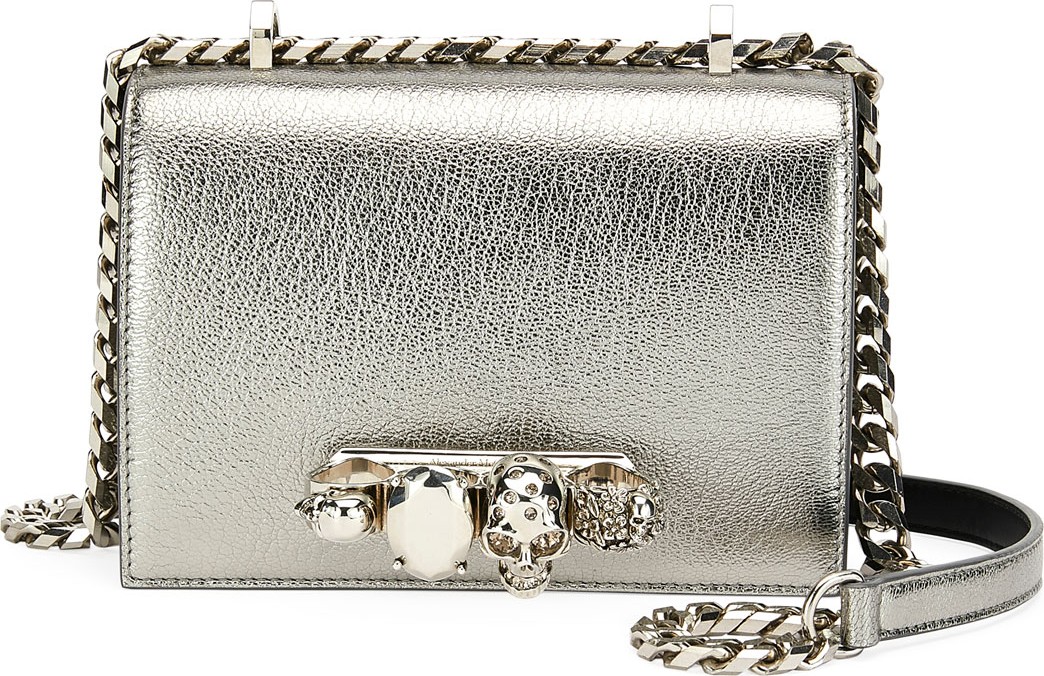 Alexander McQueen Small Metallic Jeweled Knuckle Flap Shoulder Bag